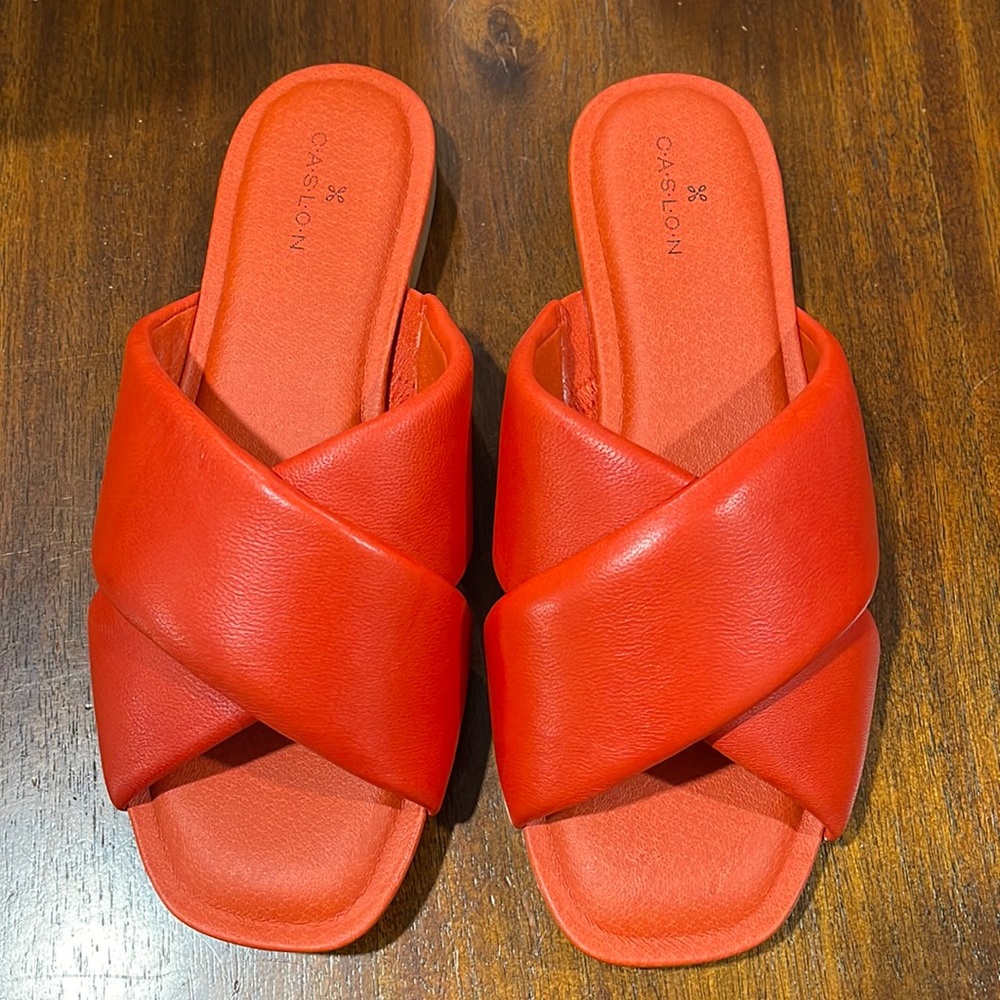 Nordstrom Caslon Calla Lea Tangerine Puffy Crisscross Woven Sandal